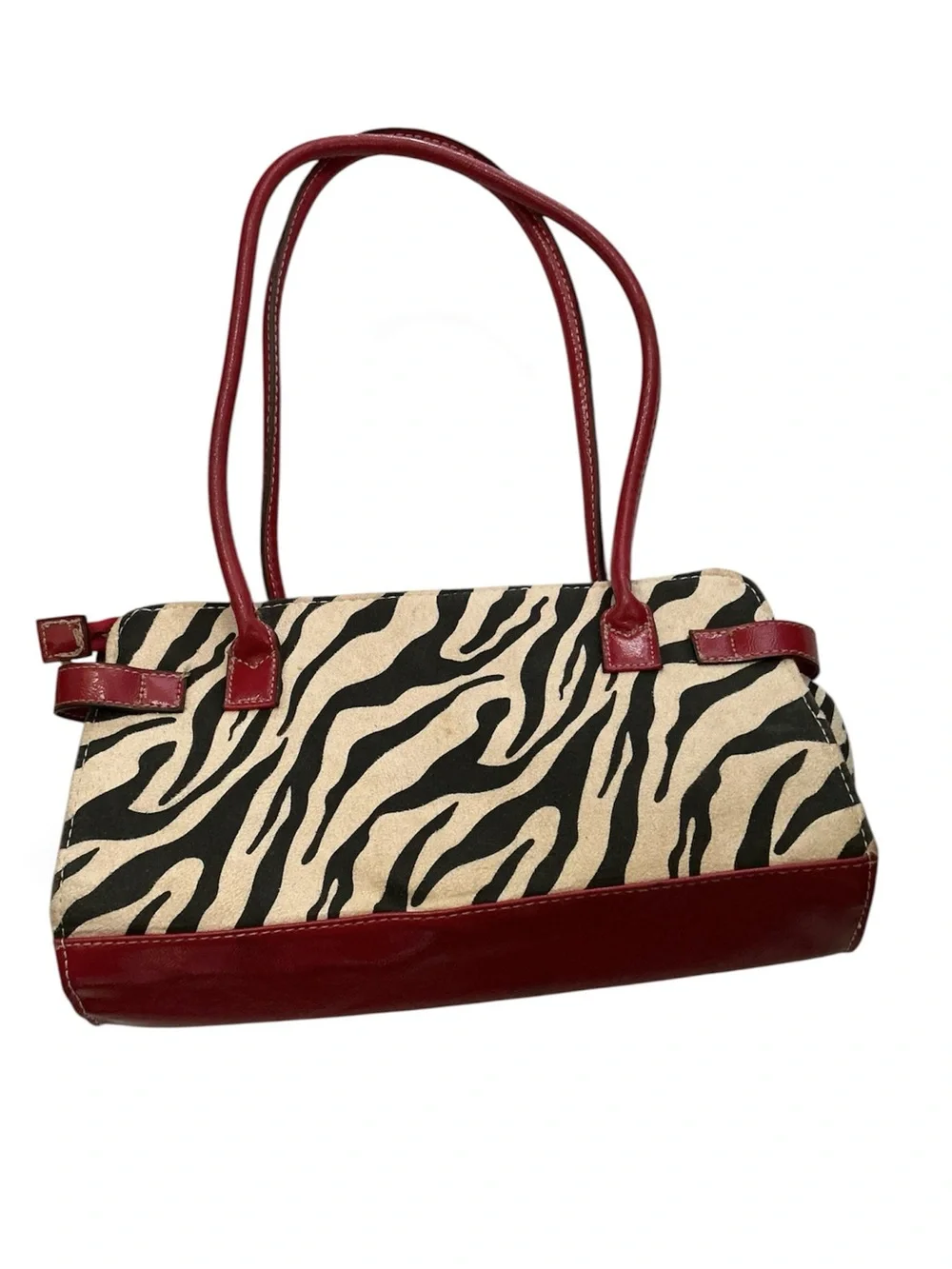 Red Trim Zebra Print Tote Bag - Women
